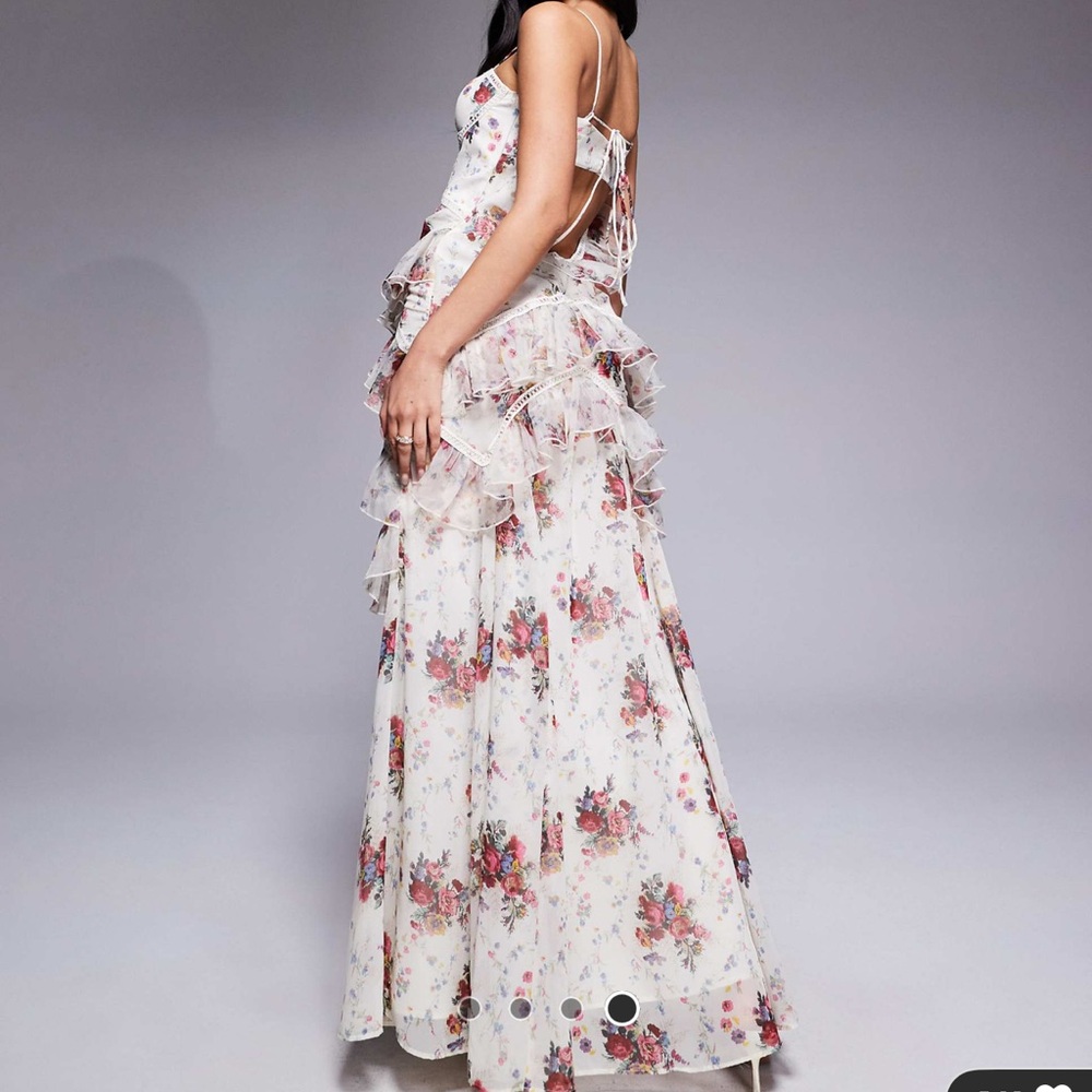 ASOS Luxe Floral Ruffle Maxi Dress